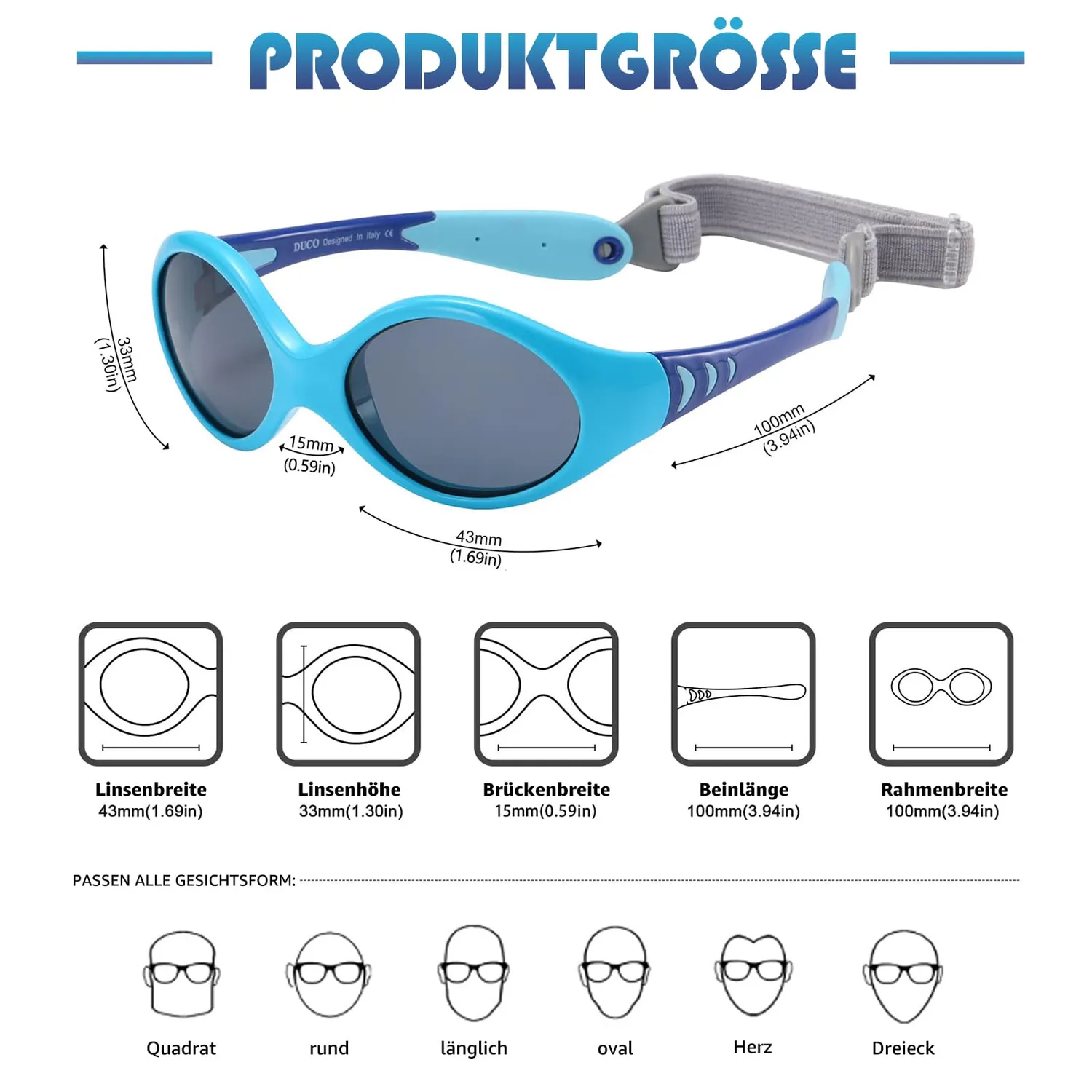 DUCO K012 Kinder Sonnenbrille polarisiert UV400