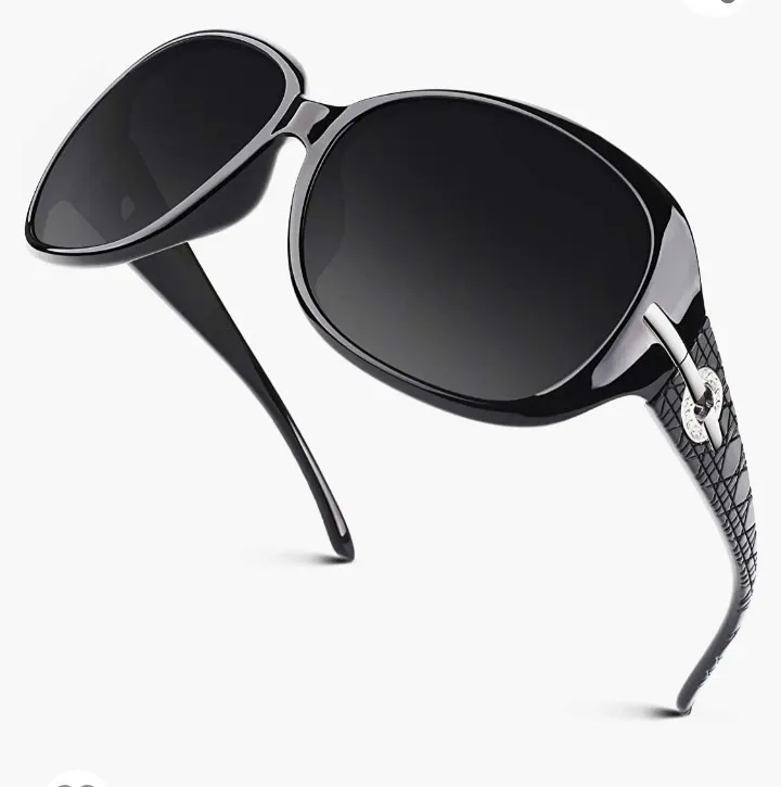 GQUEEN Damen Sonnenbrille Schwarz-Grau polarisiert