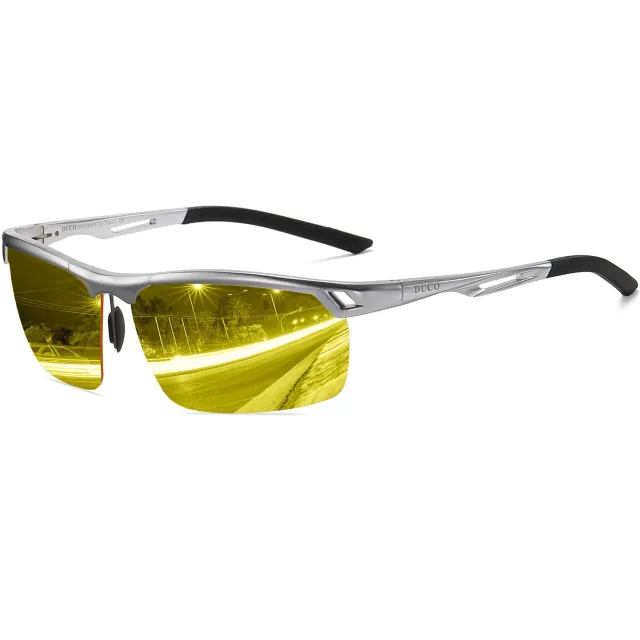 DUCO 8550Y Nachtfahrbrille Silber Gelb Anti-Blend