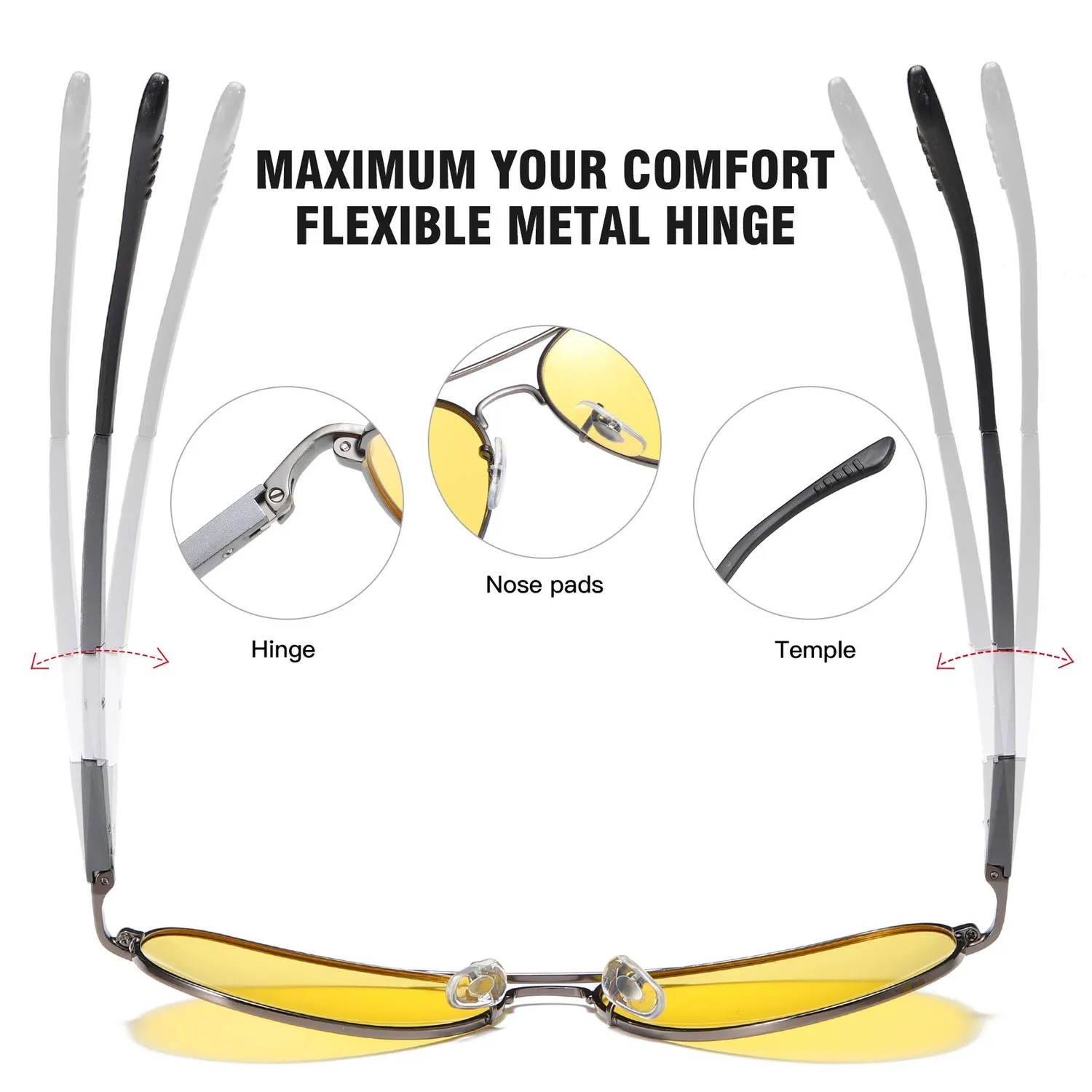 DUCO 3026 Nachtfahrbrille gelb polarisiert Metall
