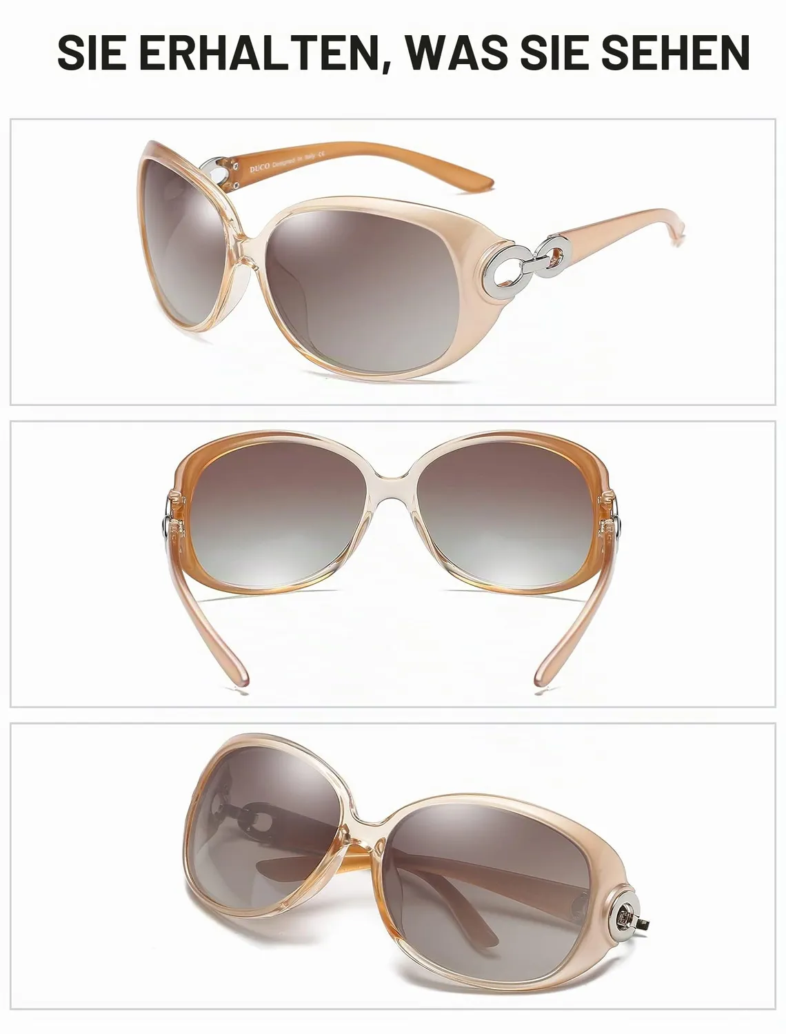DUCO 1220 Damen Sonnenbrille übergroß polarisiert