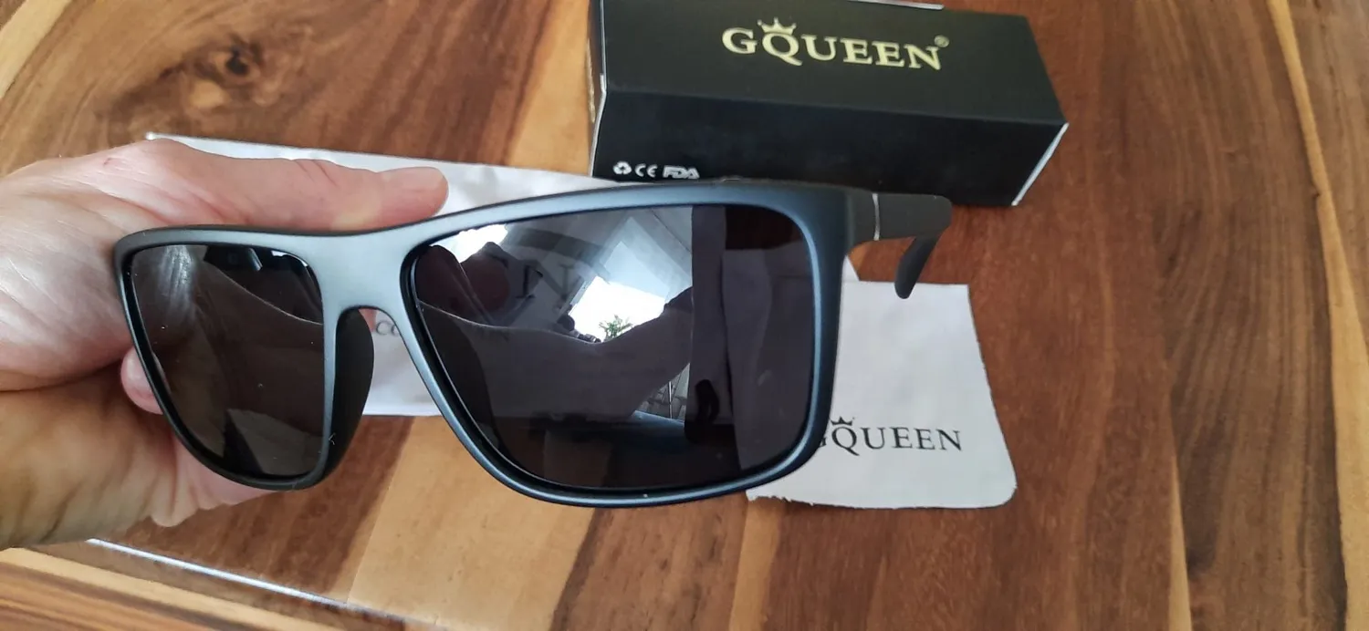 GQUEEN Retro Sonnenbrille Matt-Schwarz Grau polarisiert