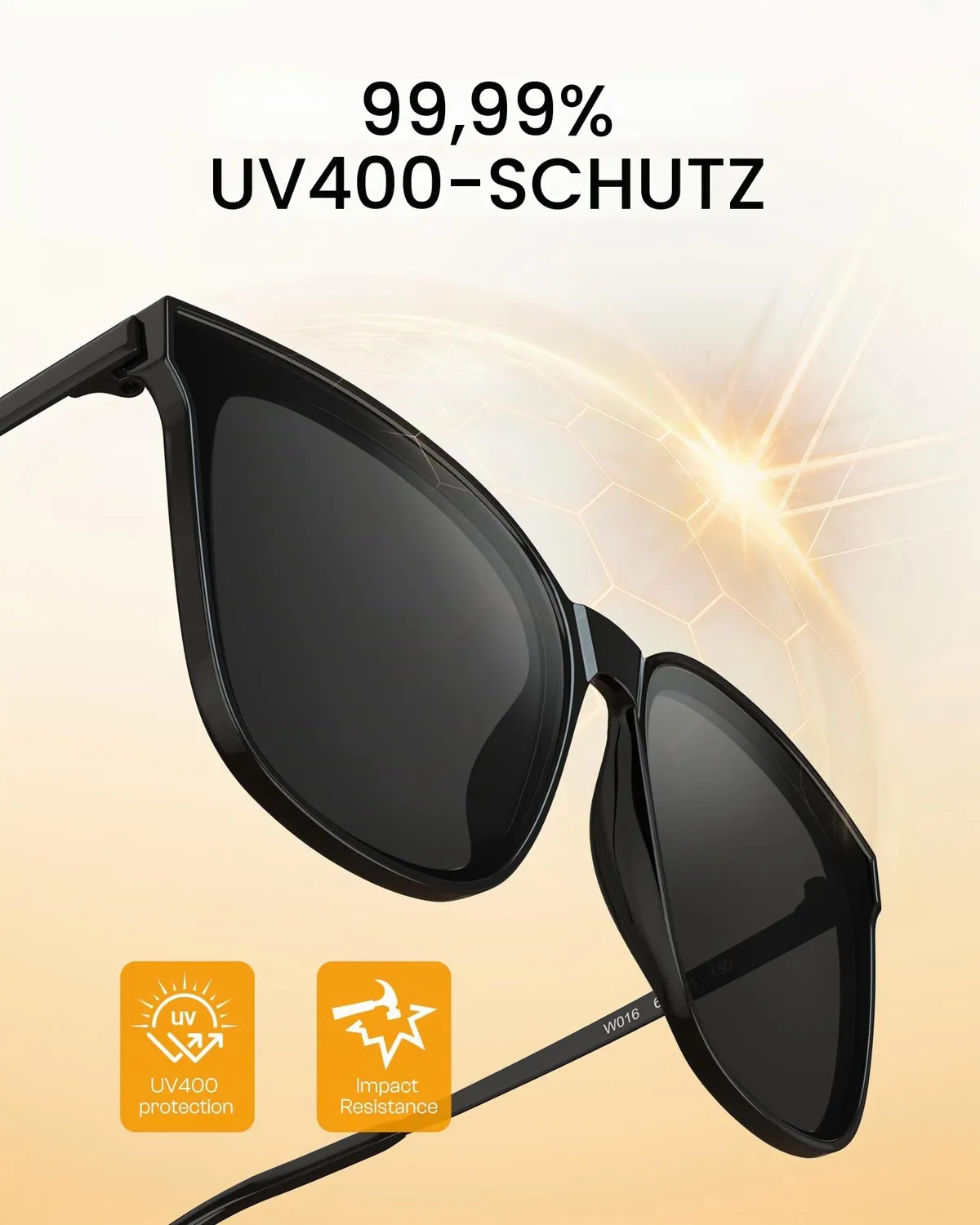 DUCO Vintage Damen Sonnenbrille Schwarz Grau polarisiert