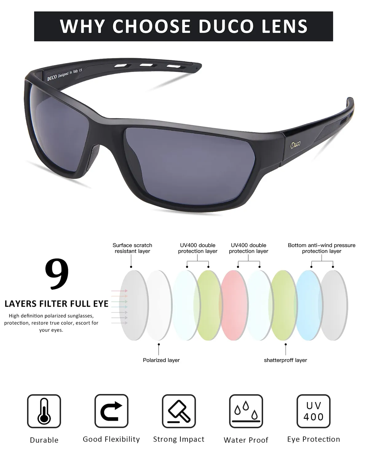 DUCO 6201 Sportbrille polarisiert Herren UV400