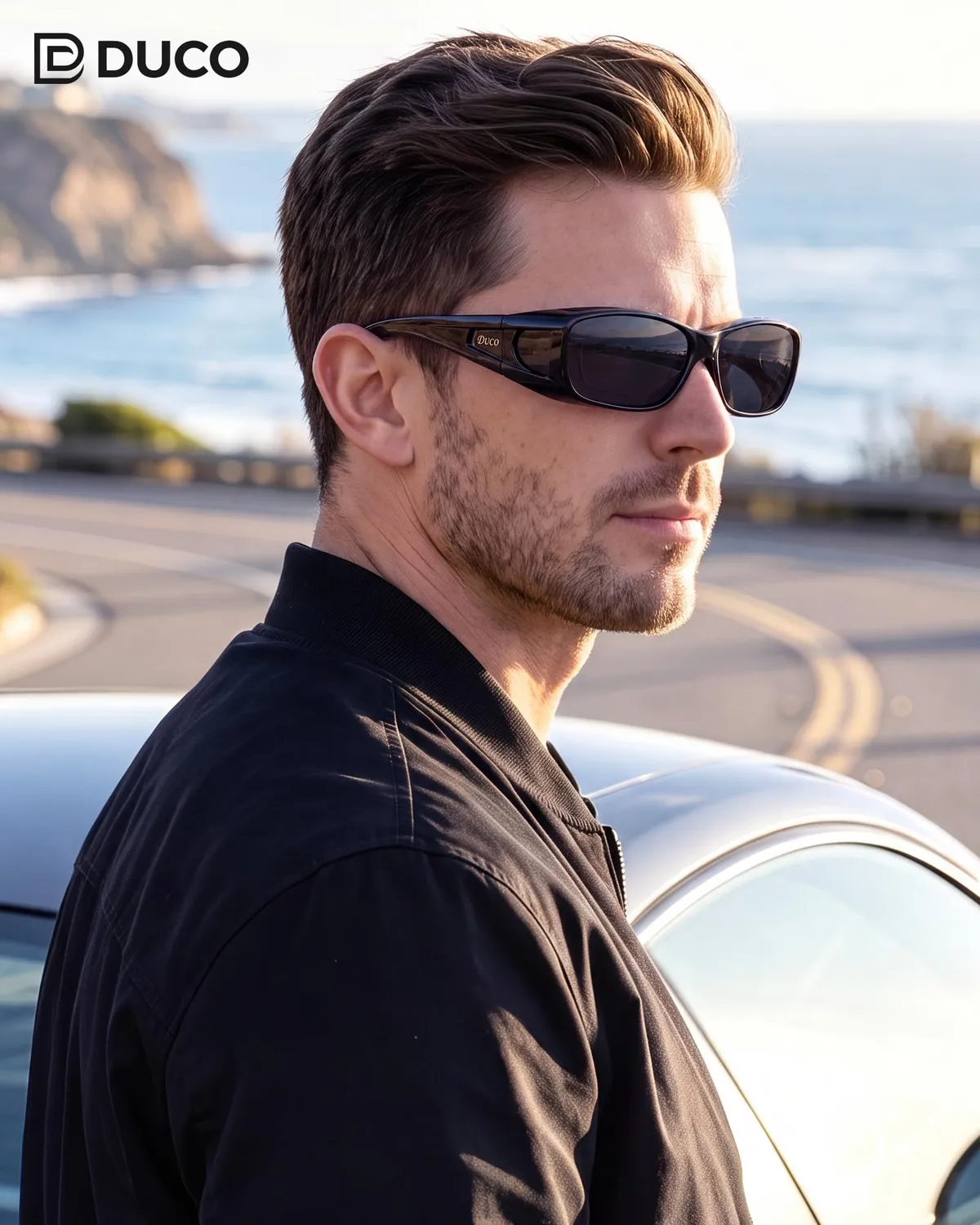 DUCO Fit Over Überbrille polarisiert M Schwarz Grau