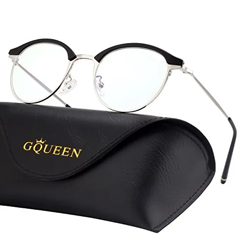 GQUEEN rahmenlose Blaulichtbrille rund transparent UV400