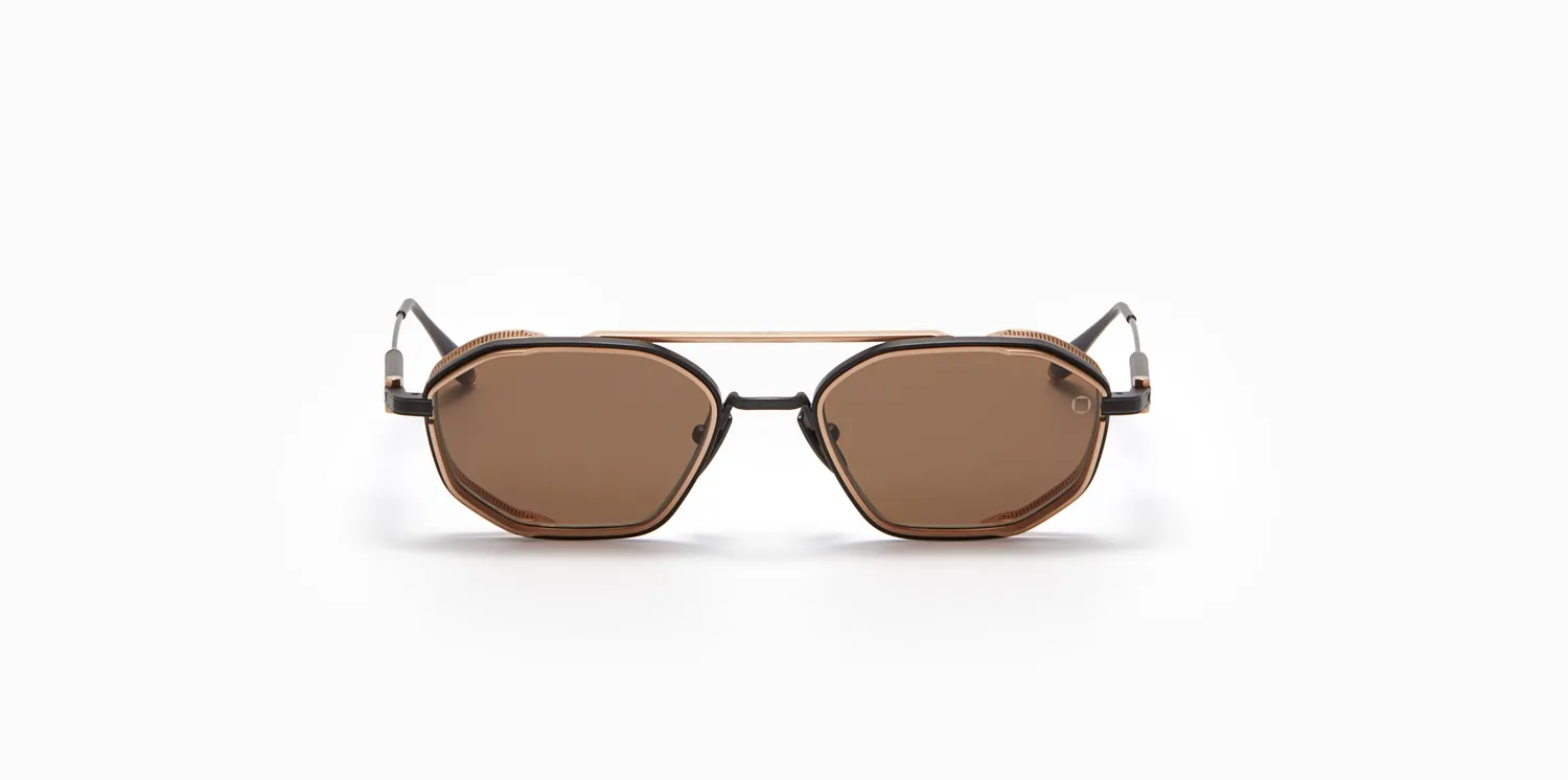 Akoni Optima Eris-Two Sonnenbrille Brushed Black achteckig