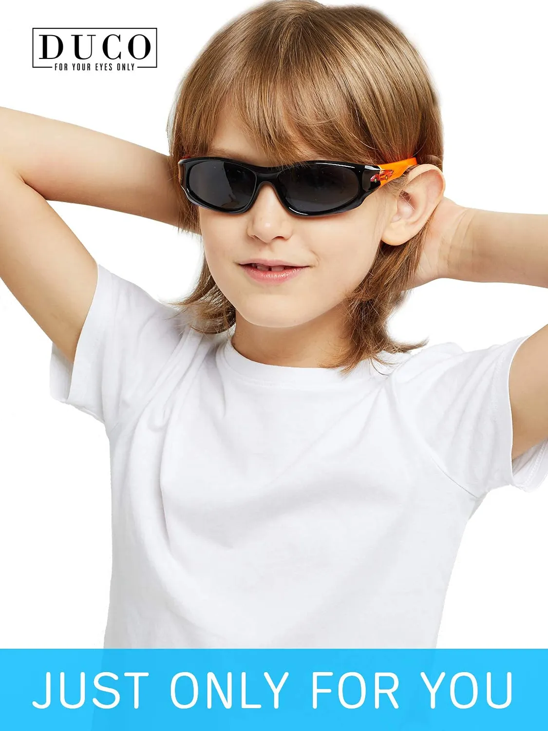 DUCO Kinder Sonnenbrille polarisiert Schwarz Orange