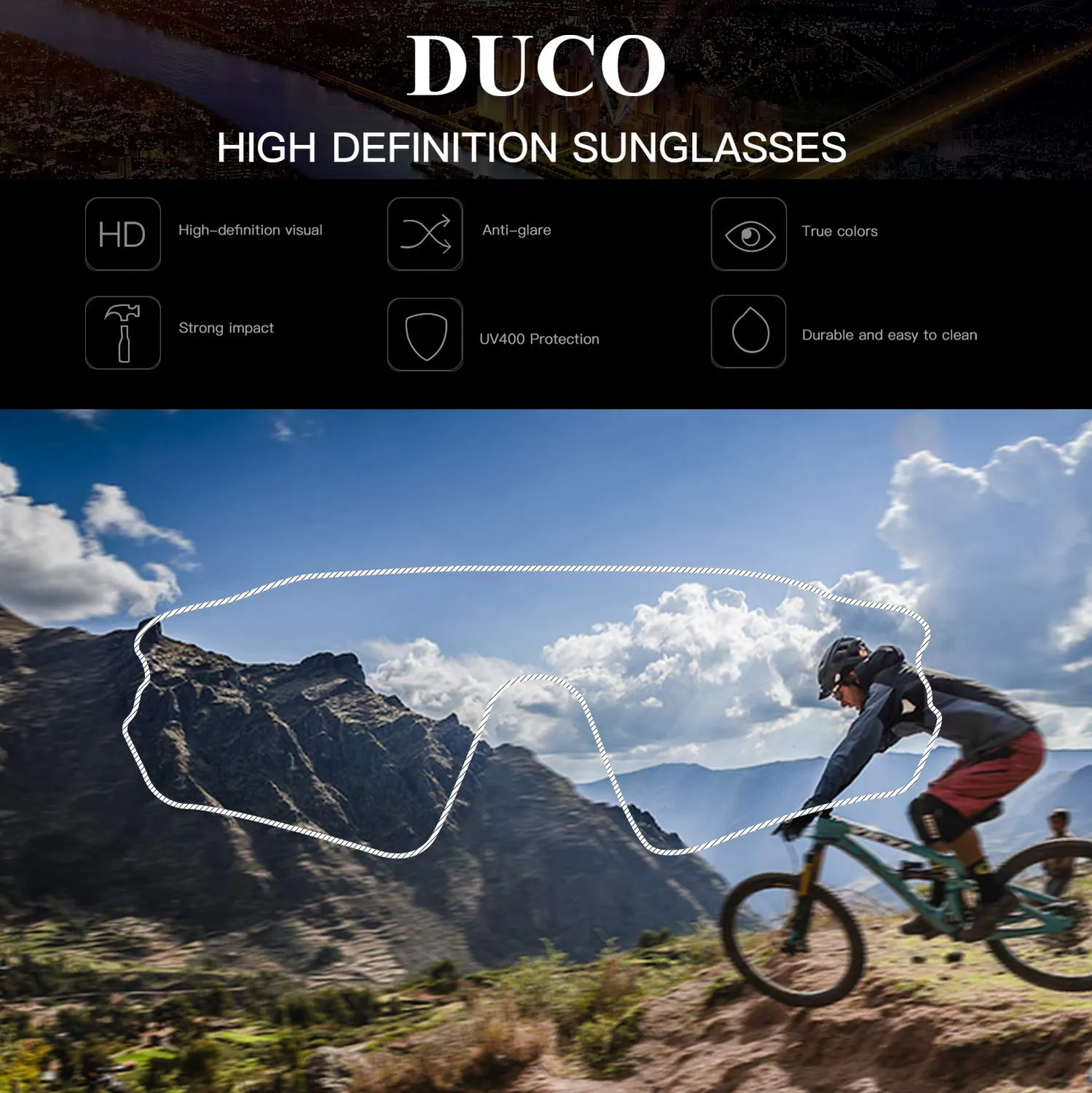 DUCO 0021 Radsportbrille polarisiert 5 Wechselgläser