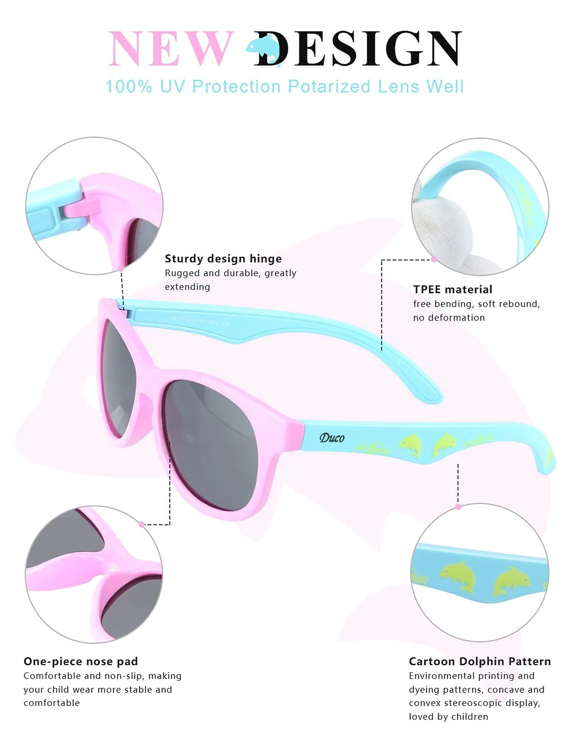 DUCO Kids Sport Kinderbrille UV-Schutz 6-12 Jahre