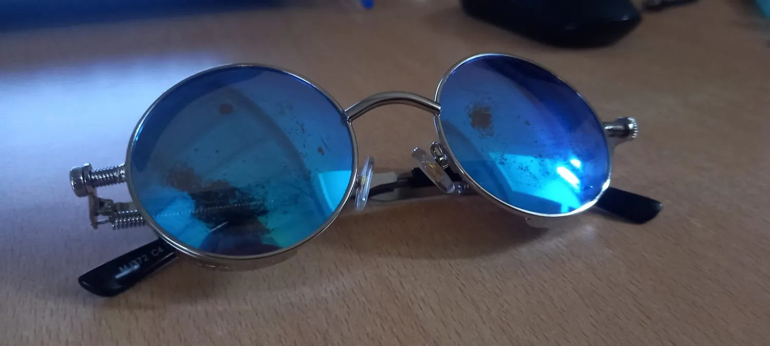GQUEEN Runde Sonnenbrille Schwarz Grau polarisiert