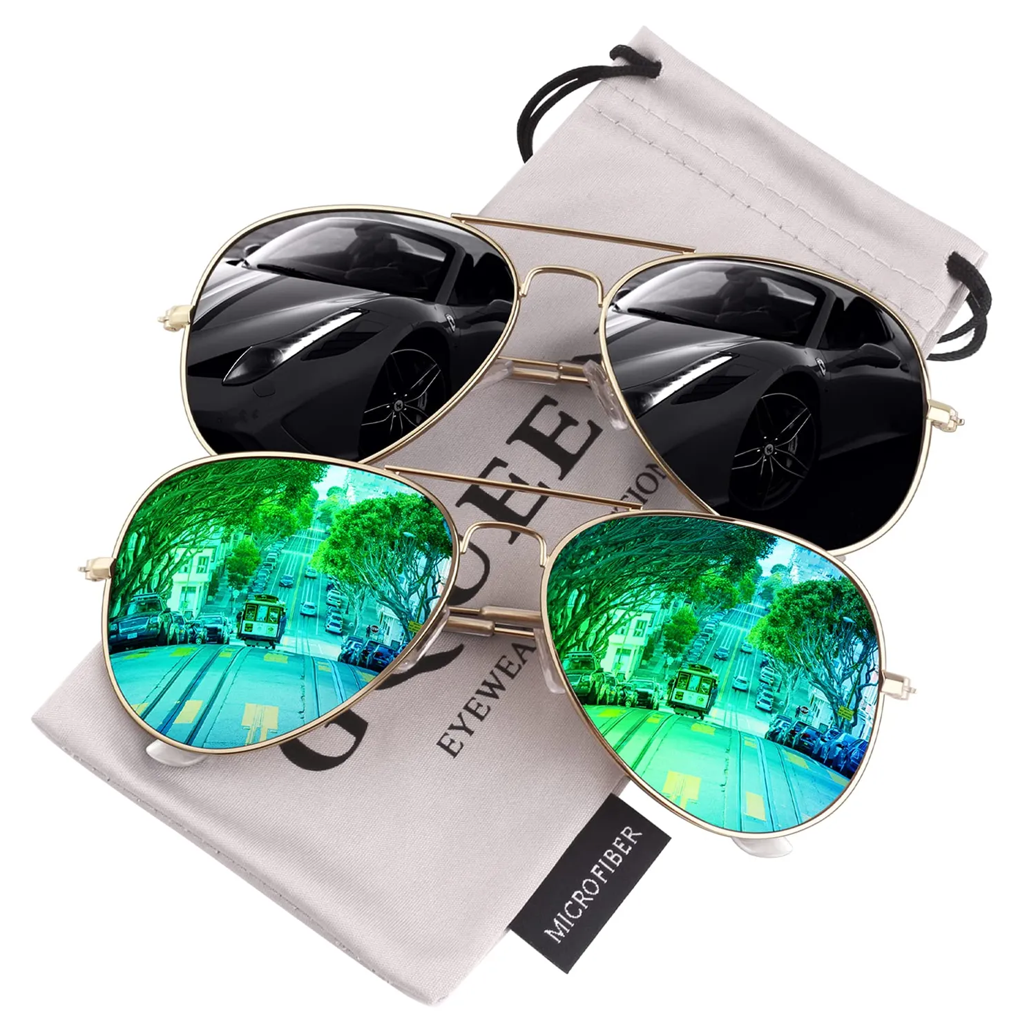 GQUEEN Pilotenbrille polarisiert Metall 58mm UV400