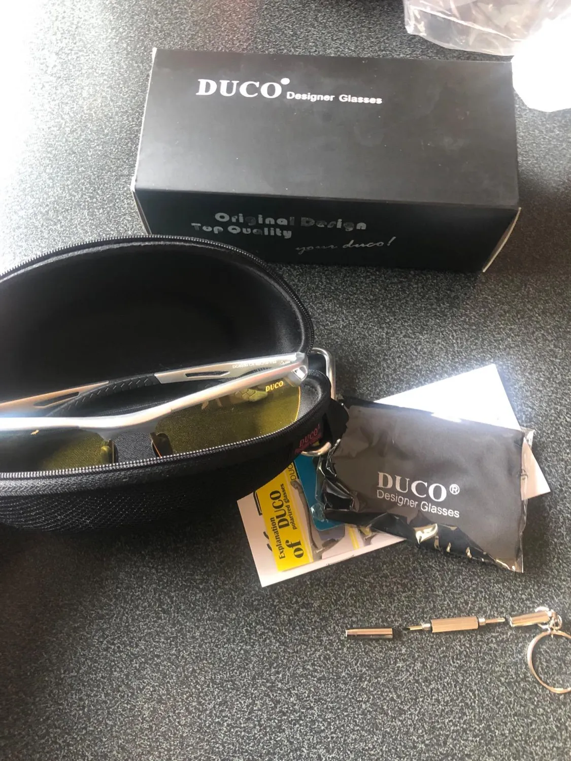 DUCO 8550Y Nachtfahrbrille Silber Gelb Anti-Blend