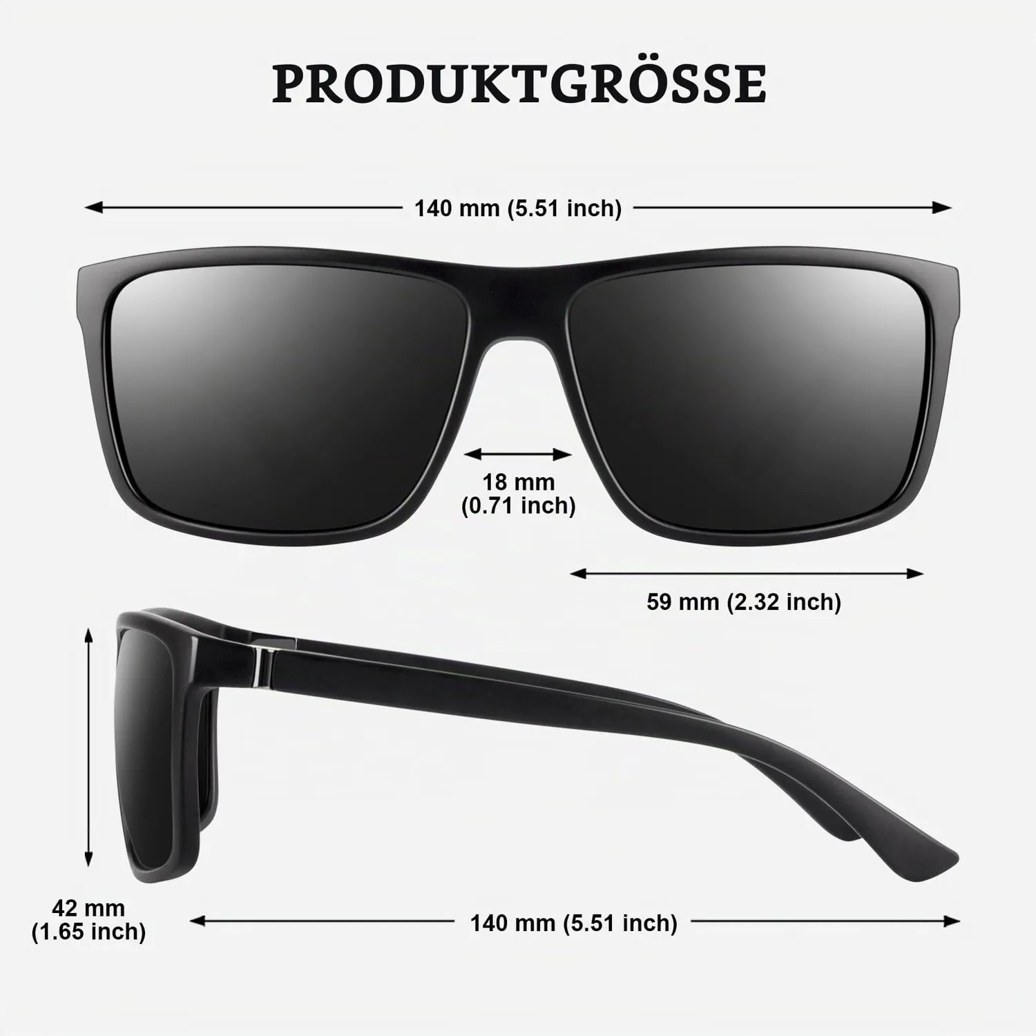 GQUEEN Retro Sonnenbrille Matt-Schwarz Grau polarisiert