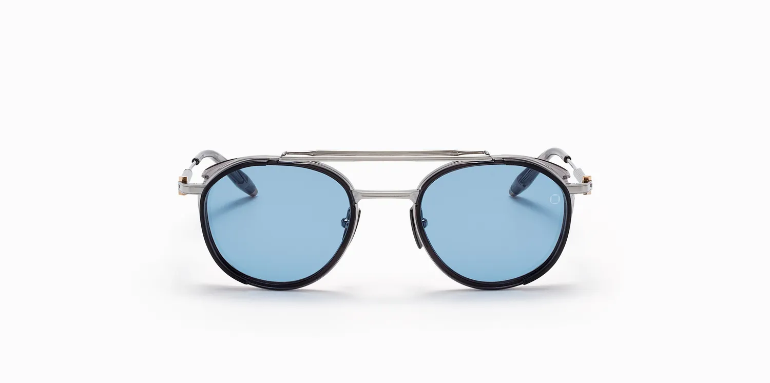 Akoni Skymapper Sonnenbrille Brushed Palladium rund