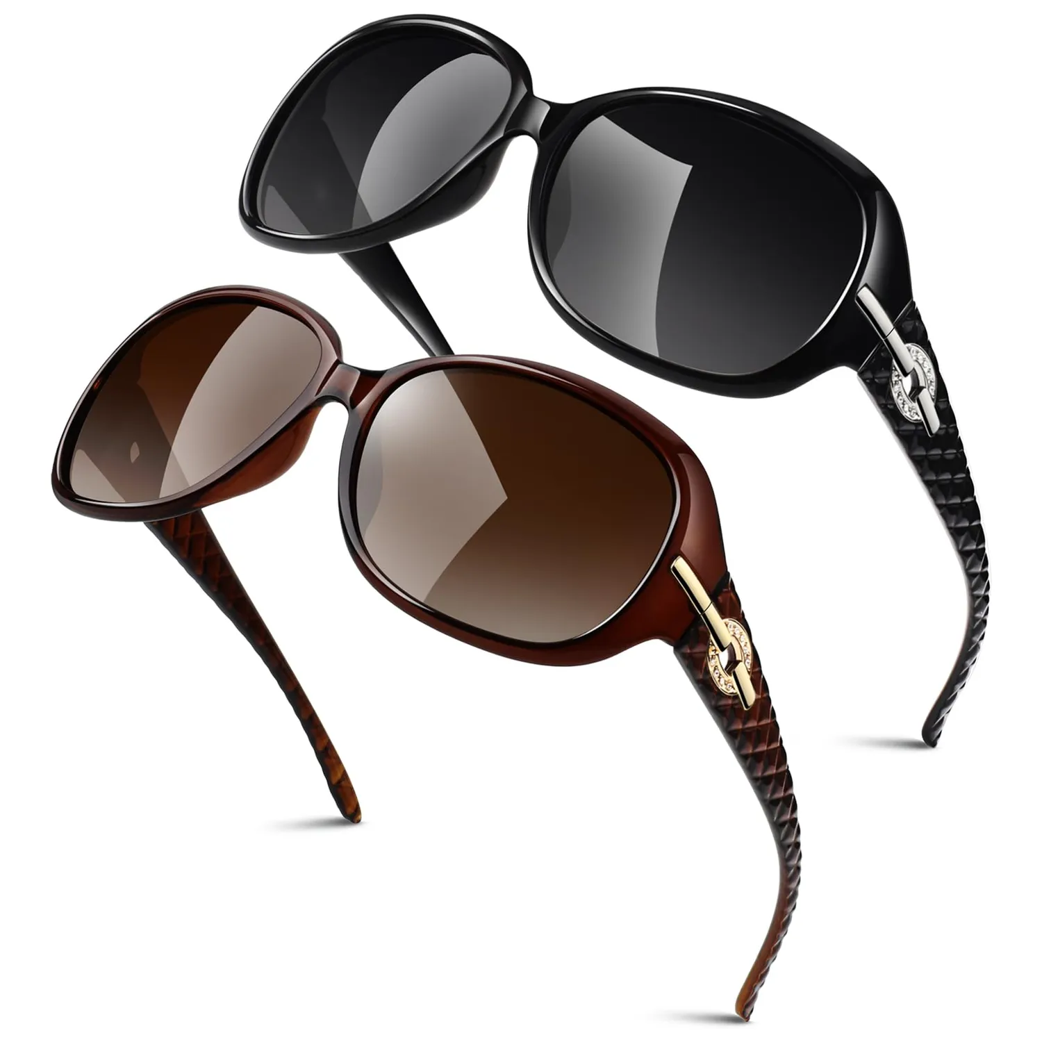 GQUEEN Damen Sonnenbrille Schwarz-Grau polarisiert