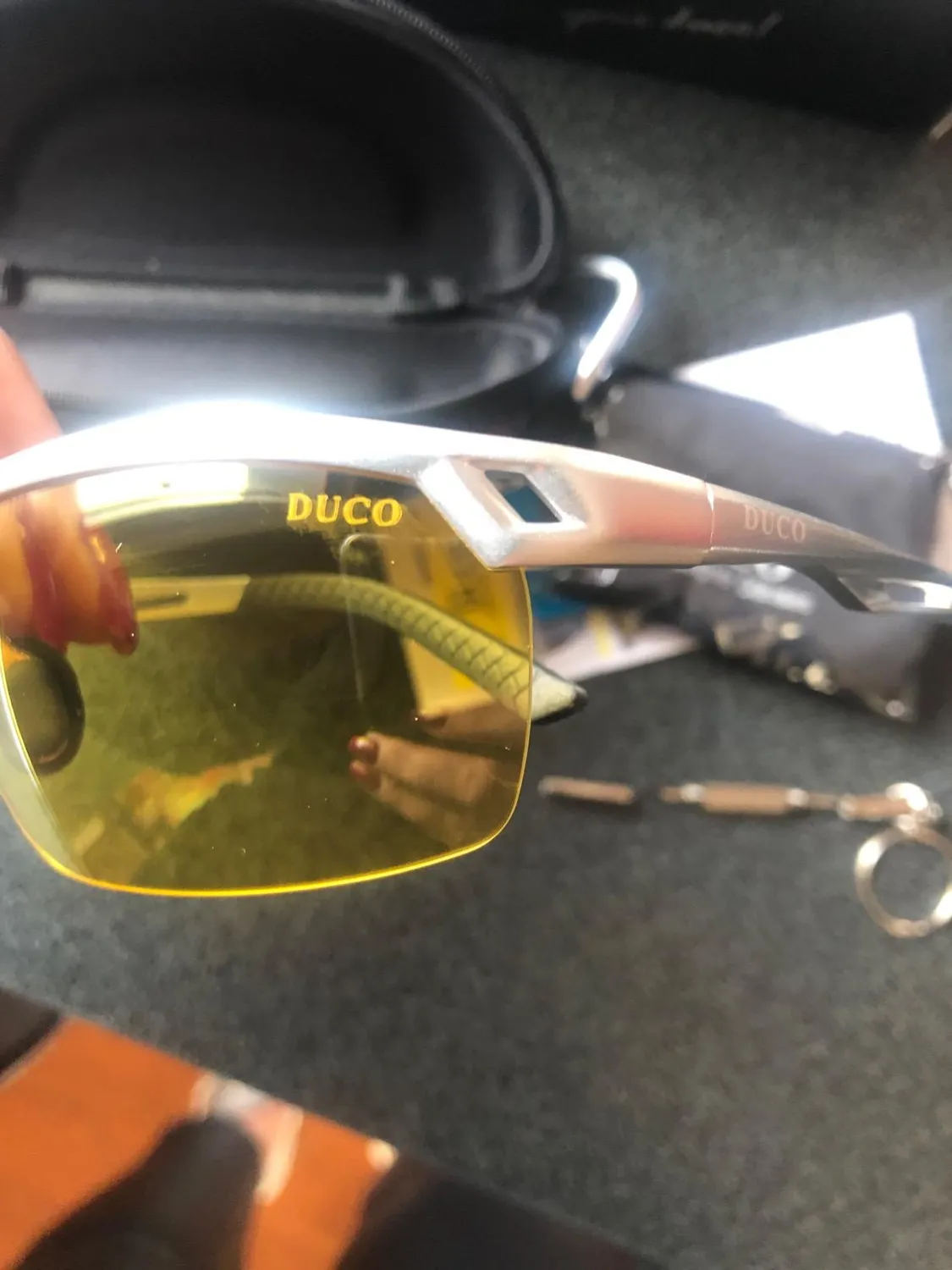 DUCO 8550Y Nachtfahrbrille Silber Gelb Anti-Blend