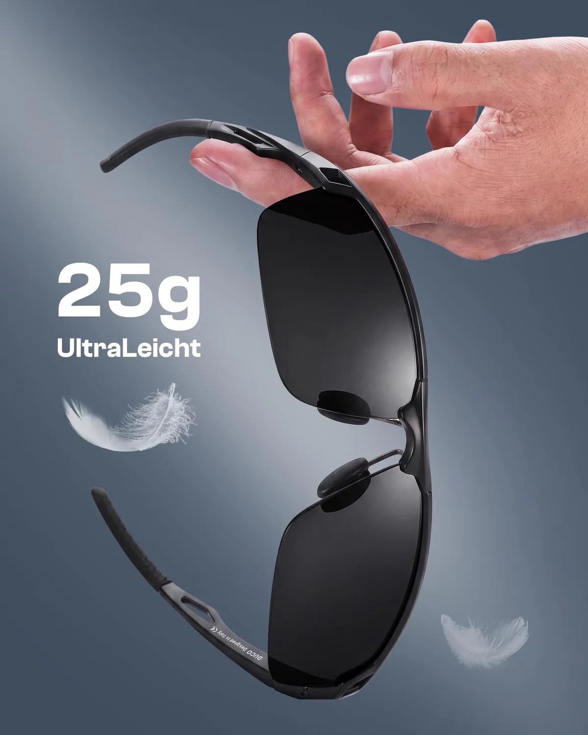 DUCO 8550 Sonnenbrille Herren Schwarz Grau polarisiert