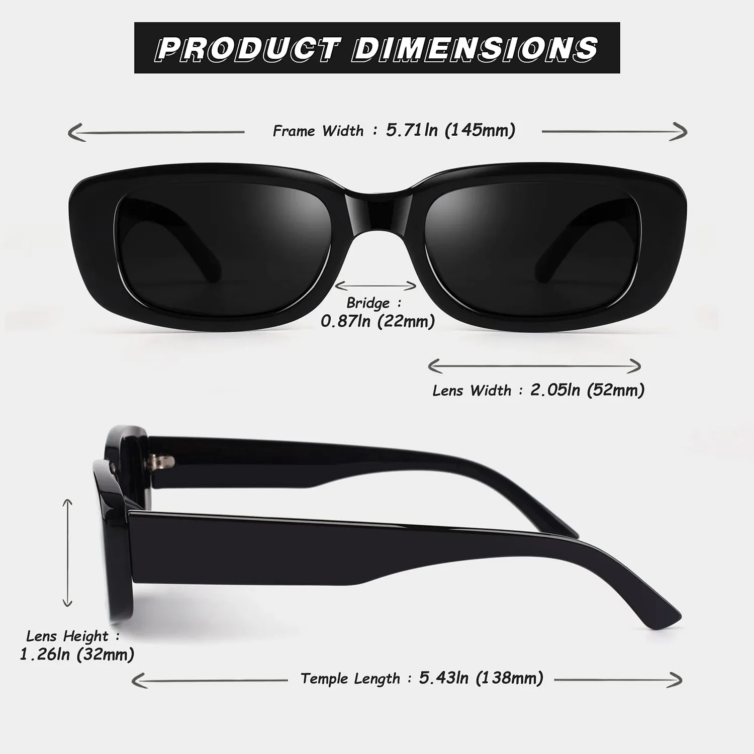GQUEEN Retro 90s Sonnenbrille Schwarz Grau eckig