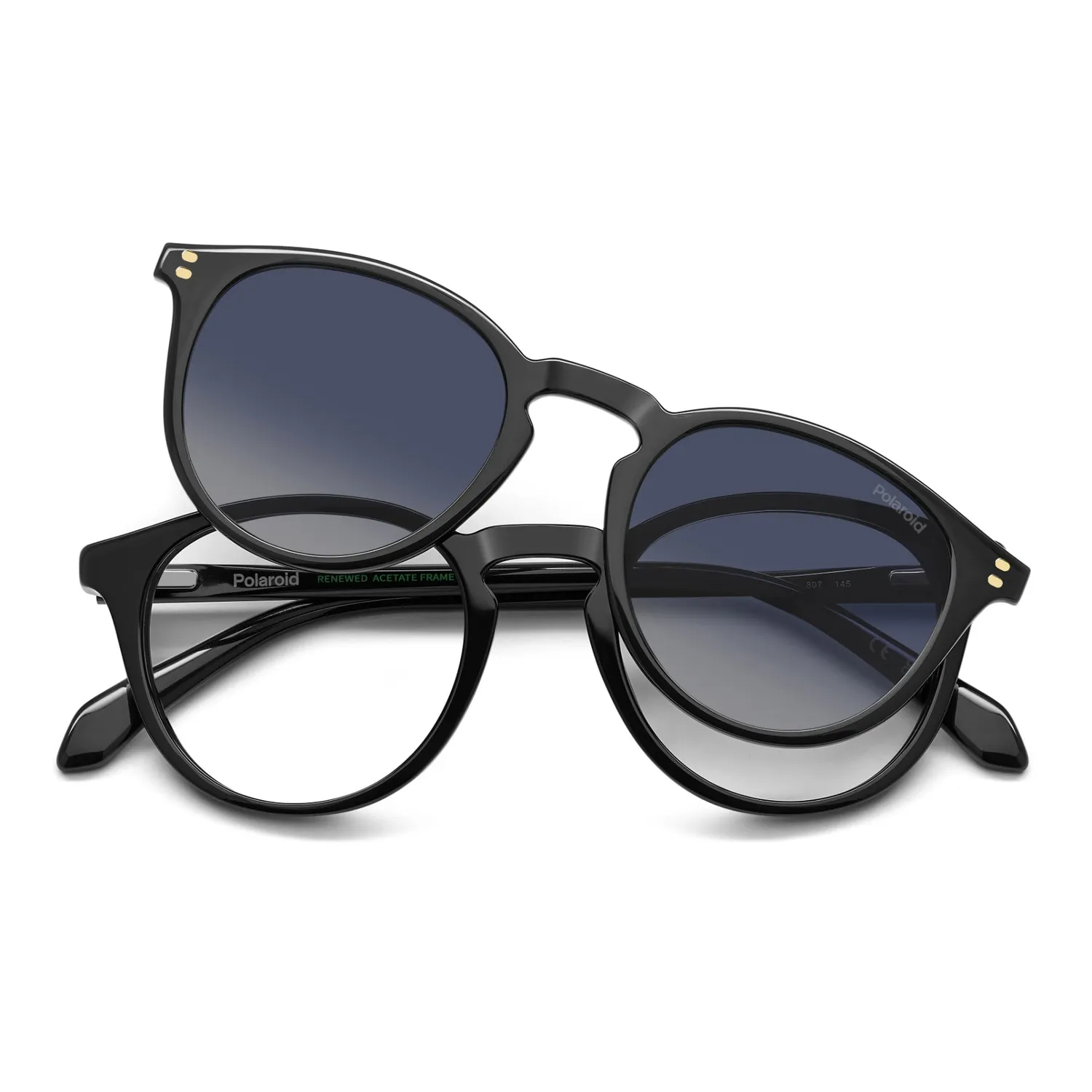 Polaroid PLD D638/C Brille Mattschwarz mit Sonnenclip