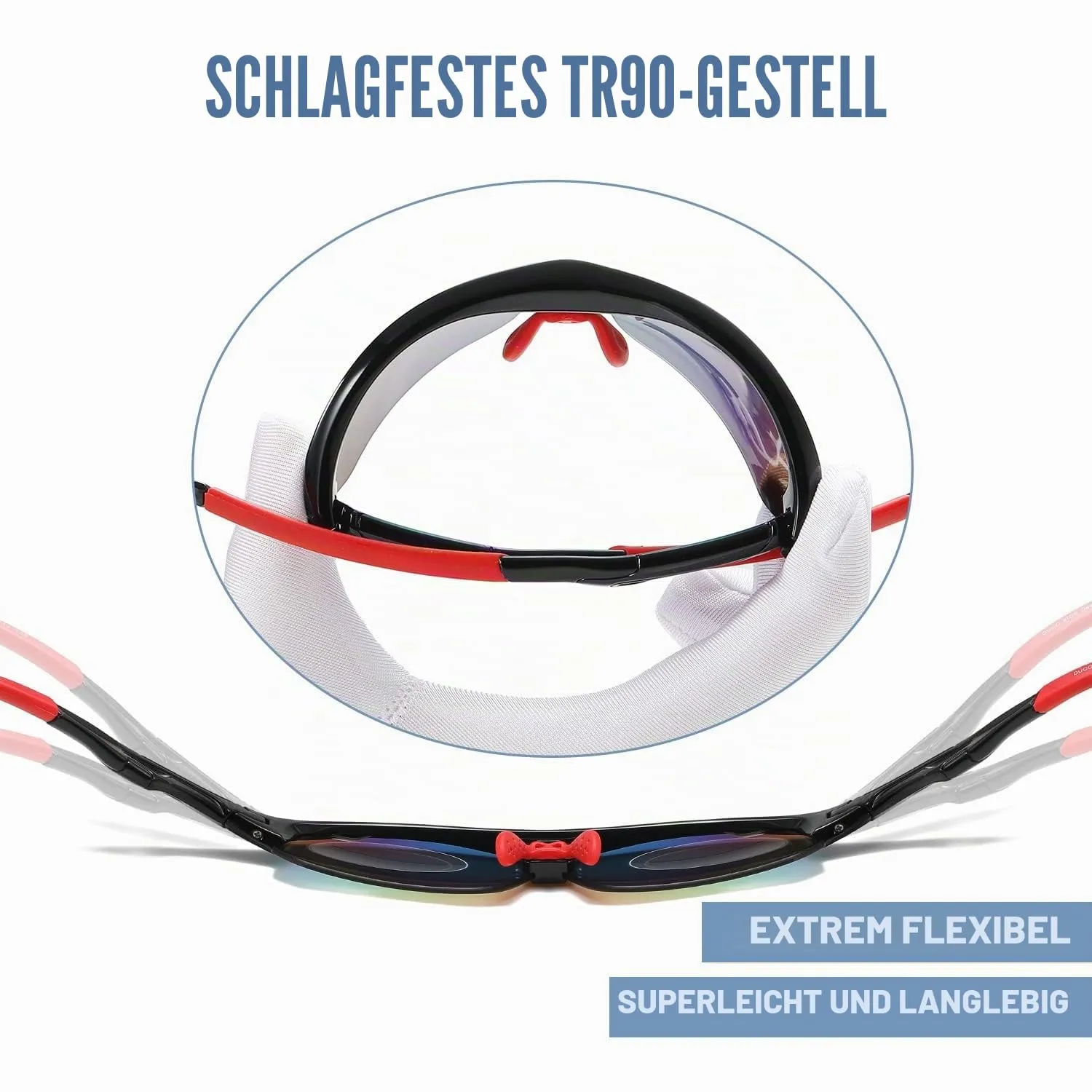 DUCO DK261 Kinder Sportbrille polarisiert schwarz-rot