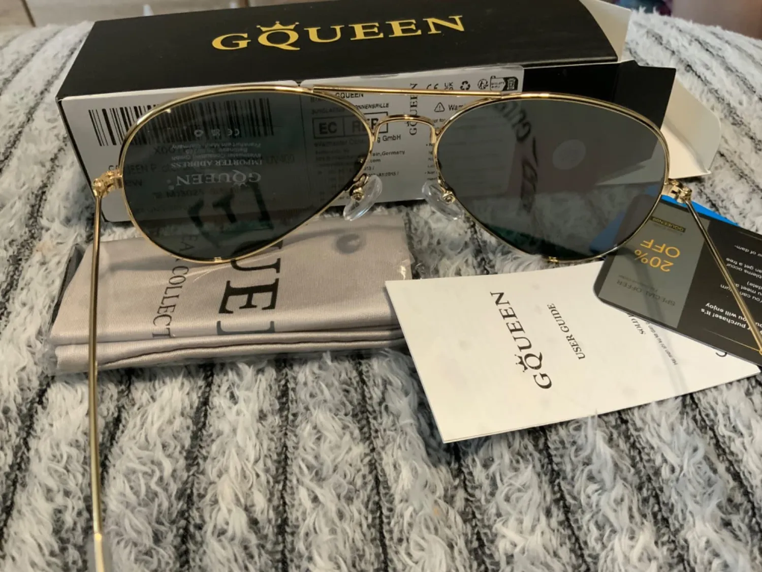 GQUEEN Pilotenbrille polarisiert Metall 58mm UV400