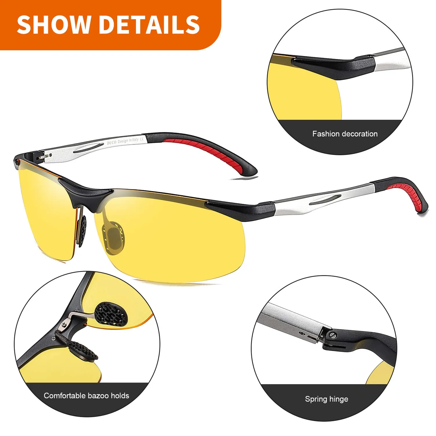 DUCO 2181 Nachtfahrbrille gelb polarisiert