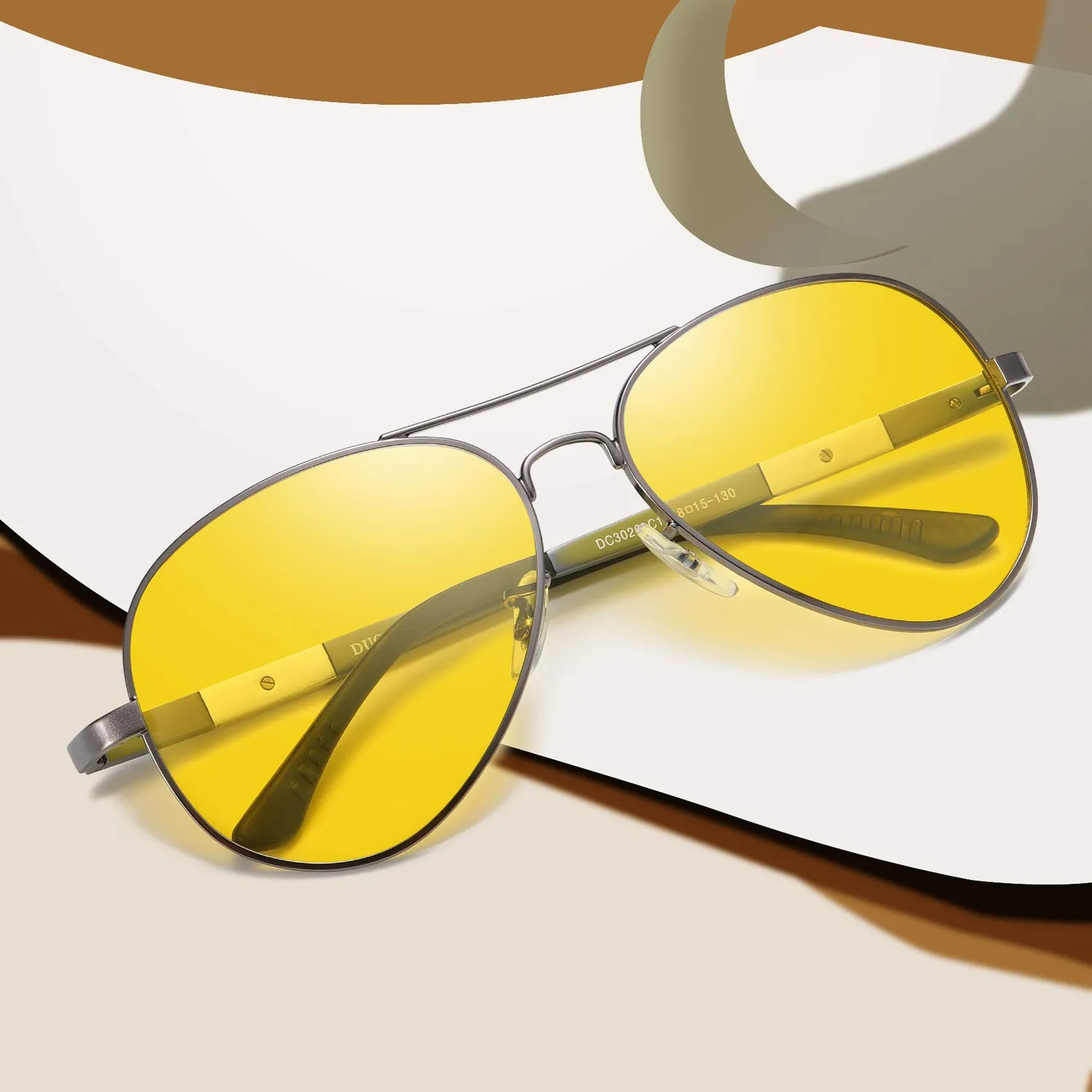 DUCO 3026 Nachtfahrbrille gelb polarisiert Metall