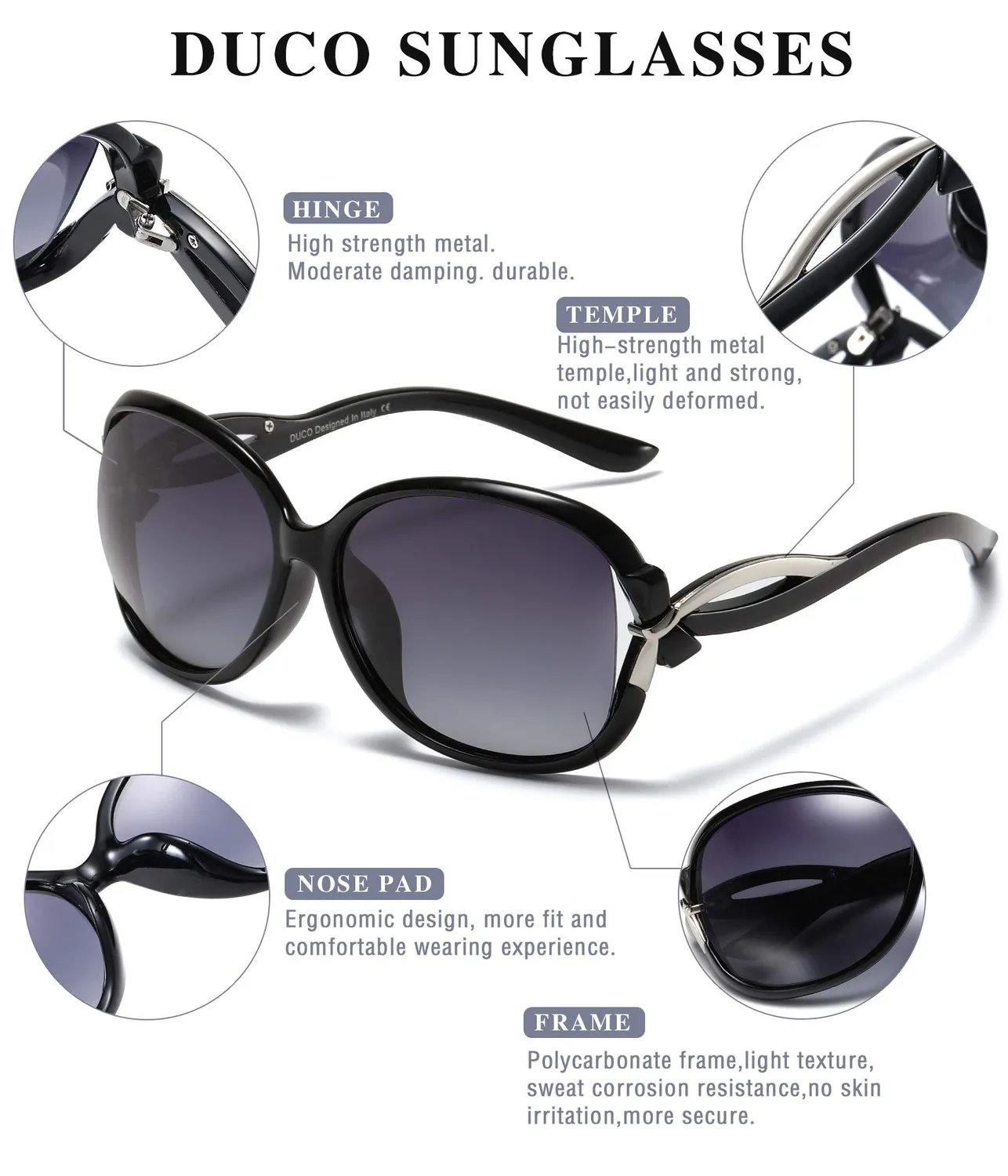 DUCO 2229 Vintage Sonnenbrille rund polarisiert Damen