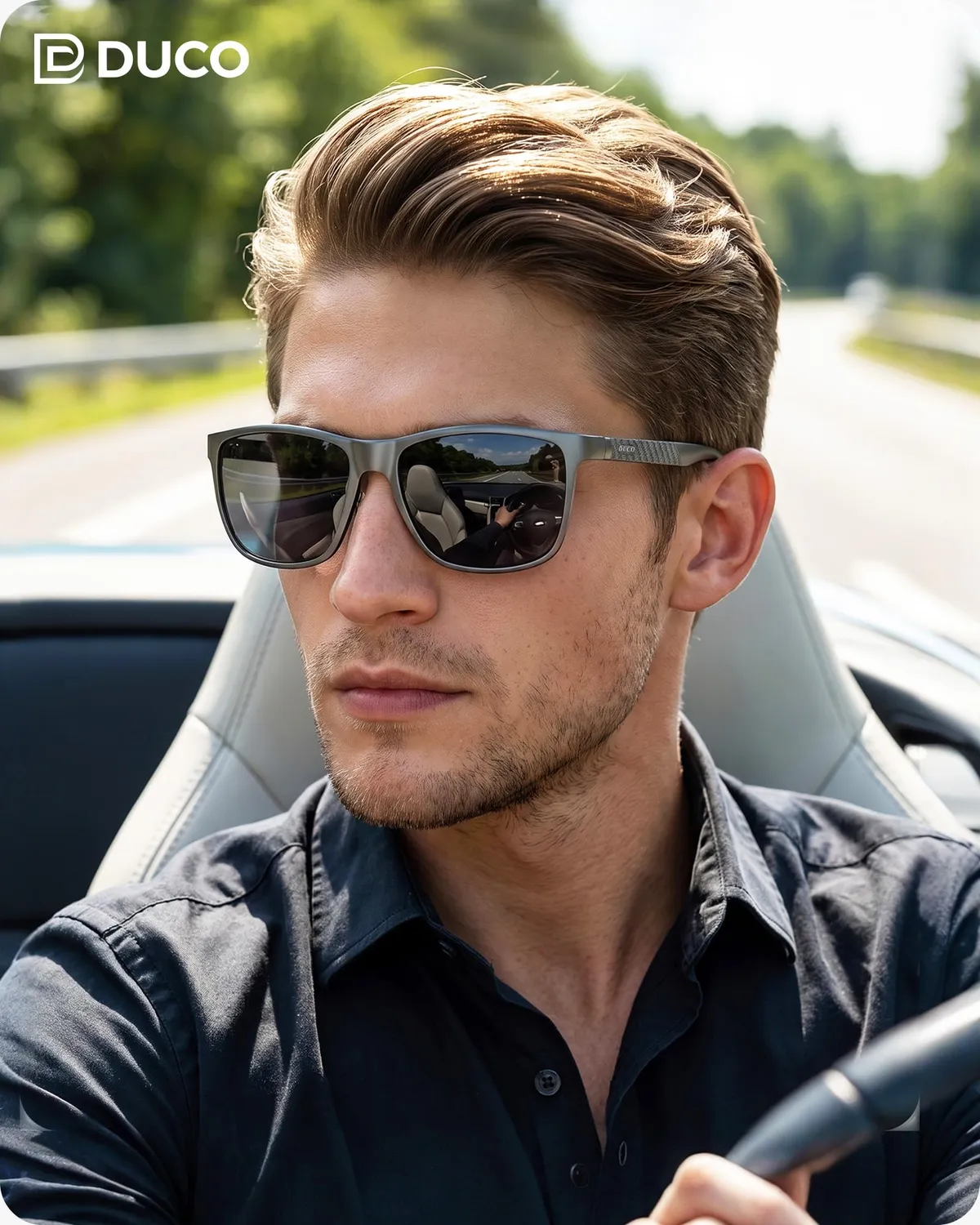 DUCO Herren Sonnenbrille Gunmetal polarisiert Metall