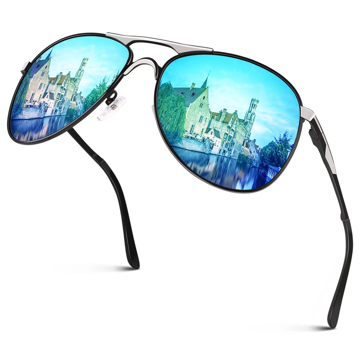 GQUEEN Piloten Sonnenbrille schwarz polarisiert UV400