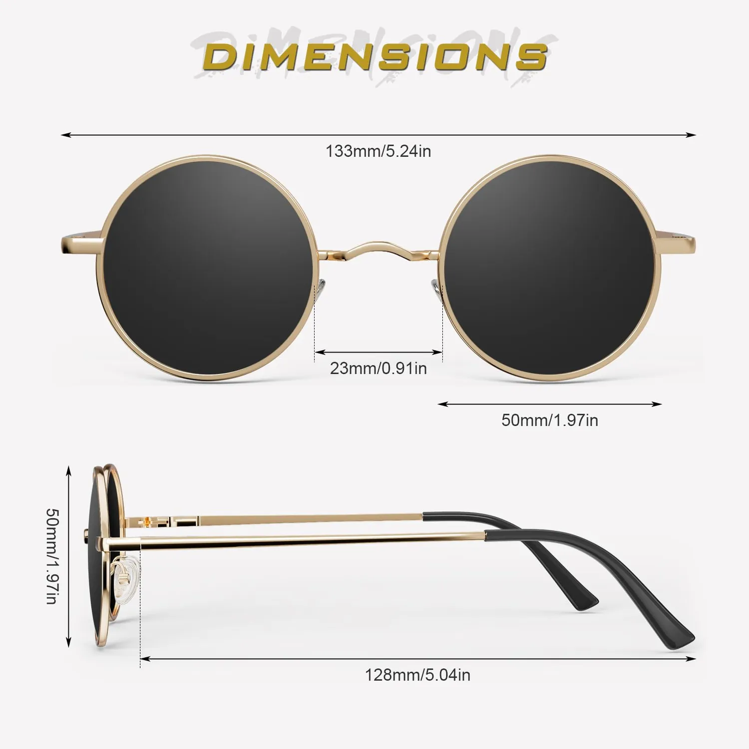 GQUEEN MEZ1 Retro Runde Sonnenbrille Gold Grau polarisiert