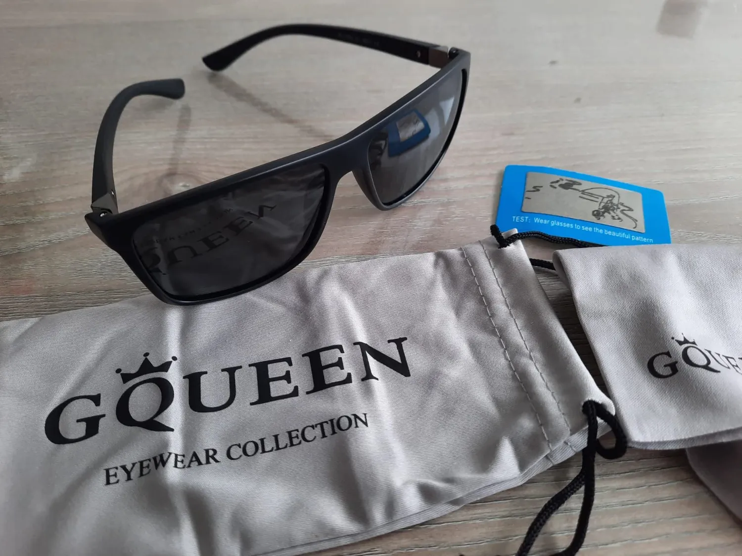 GQUEEN Retro Sonnenbrille Matt-Schwarz Grau polarisiert