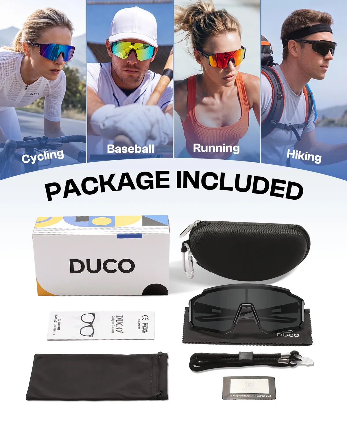 DUCO DC0068 Sport-Sonnenbrille schwarz-grau polarisiert