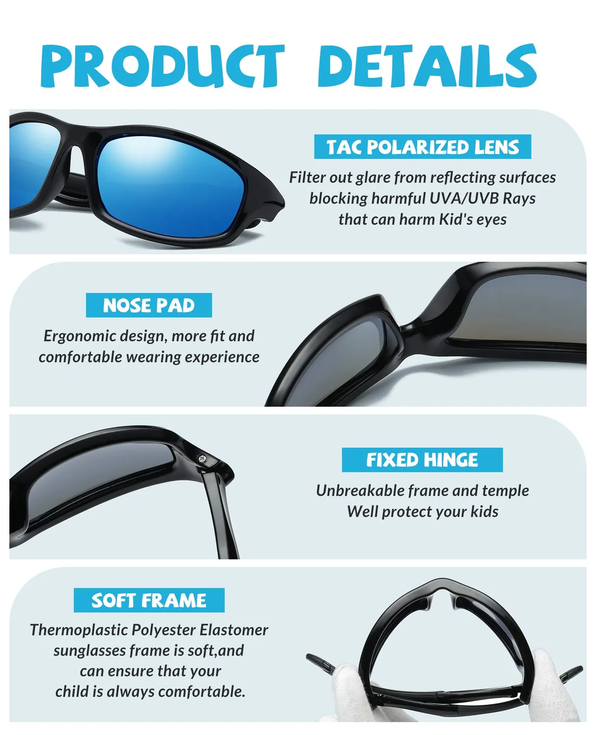 DUCO K006 Kinder Sonnenbrille schwarz-blau polarisiert